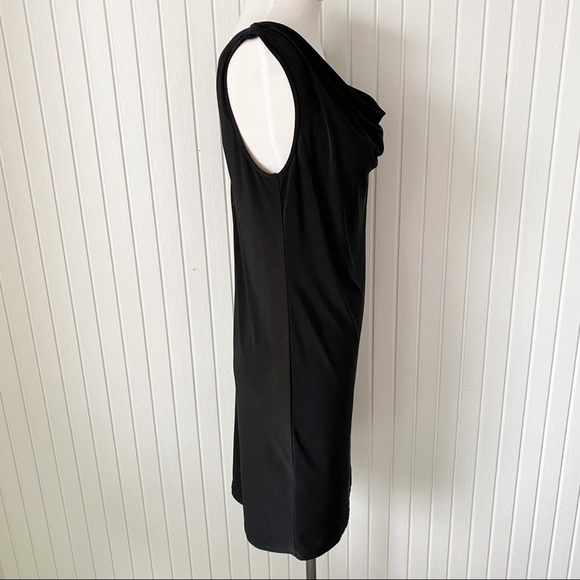 NWT Eliza J Black Sheath Cocktail Party Dress with One Side Wing Sleeve Size 10 - Picture 2 of 16